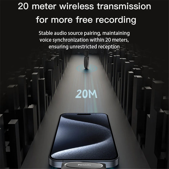 YESIDO KR15 Low Latency Wireless Lavalier Microphone iP / Type-C / 3.5mm Receiver + 2 Transmitter Mic Set - 5