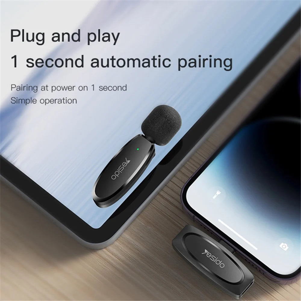 YESIDO KR12 For iPhone 8-Pin iPad Wireless Lavalier Microphone Mini Recording Mic (1 Transmitter + 1 Receiver) - 5
