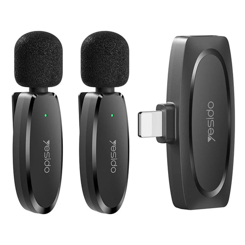 YESIDO KR14 8-Pin Plug Mini Recording Mic for iPhone Wireless Lavalier Microphone  (2 Transmitters + 1 Receiver) - 1