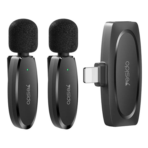 YESIDO KR14 8-Pin Plug Mini Recording Mic for iPhone Wireless Lavalier Microphone  (2 Transmitters + 1 Receiver) - 1