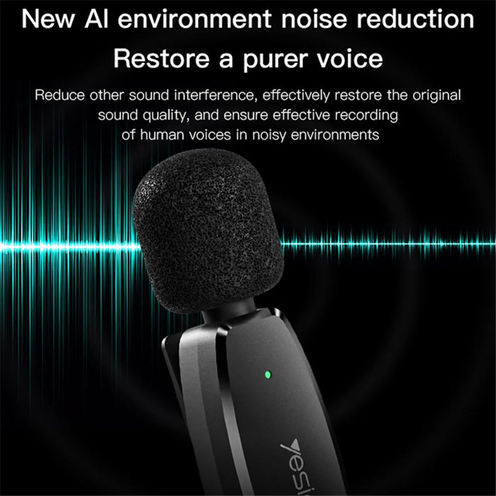 YESIDO KR14 8-Pin Plug Mini Recording Mic for iPhone Wireless Lavalier Microphone  (2 Transmitters + 1 Receiver) - 2