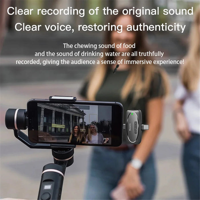 YESIDO KR14 8-Pin Plug Mini Recording Mic for iPhone Wireless Lavalier Microphone  (2 Transmitters + 1 Receiver) - 3