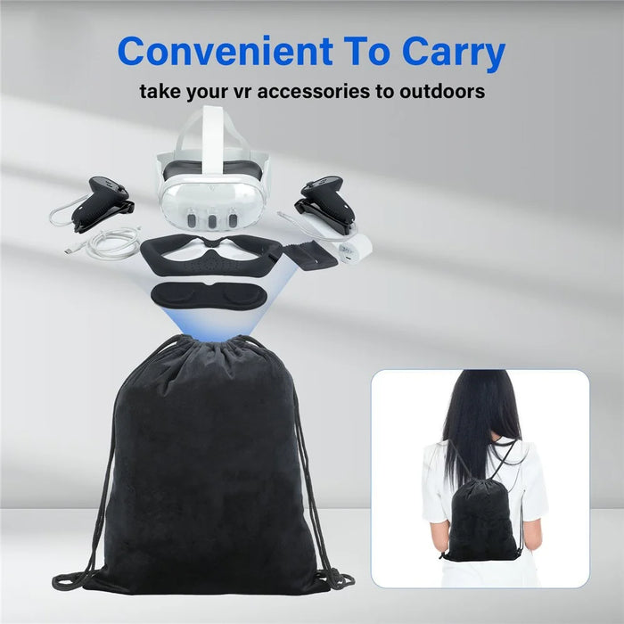 JYS JYS-MQ016 For Meta Quest 3 Headset Protective Shell Handle Cover Silicone Eye Mask Set - Rhombus Pattern+Black - 3