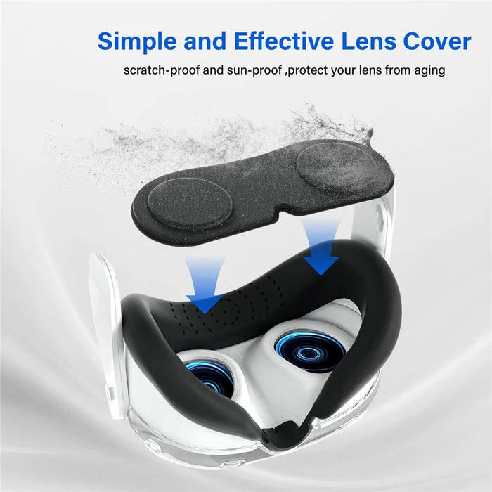 JYS JYS-MQ016 For Meta Quest 3 Headset Protective Shell Handle Cover Silicone Eye Mask Set - Rhombus Pattern+Black - 5