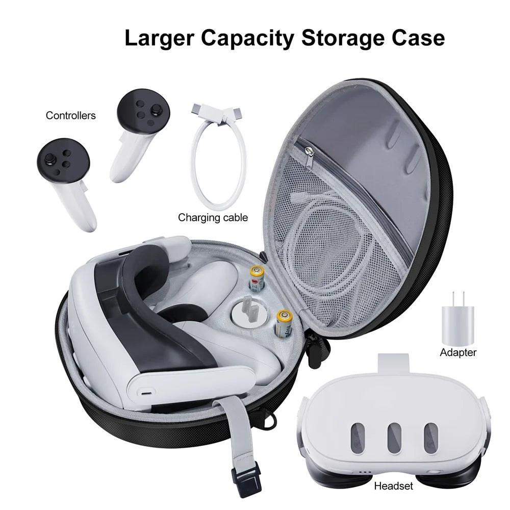 JYS JYS-MQ007 For Meta Quest 3 Hard EVA Portable Storage Bag VR Helmet Handle Protection Bag - Black - 2