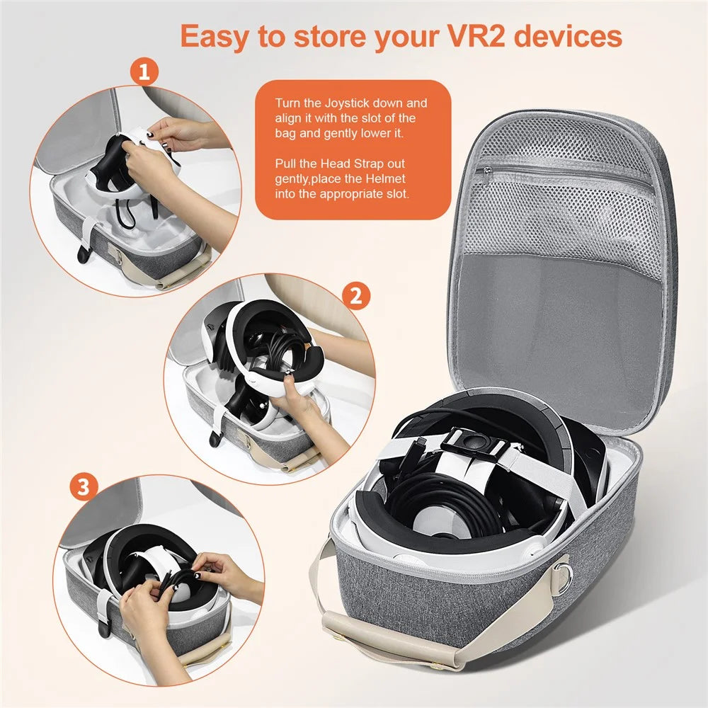 JYS JYS-P5168 For PS VR2 Carrying Case Portable Handheld Zipper Storage Bag with Shoulder Strap - 2