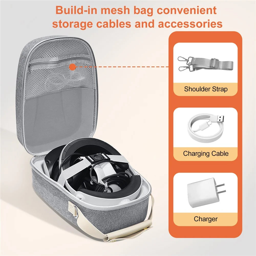 JYS JYS-P5168 For PS VR2 Carrying Case Portable Handheld Zipper Storage Bag with Shoulder Strap - 4