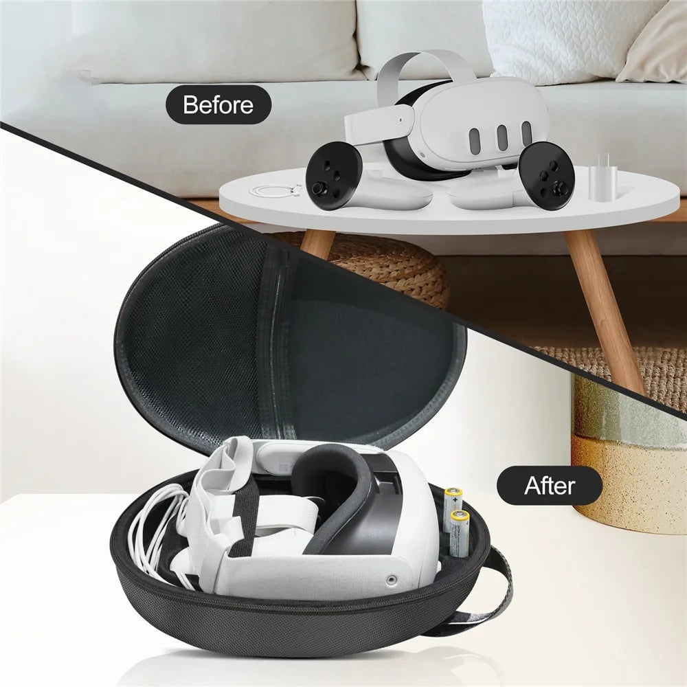 JYS JYS-MQ008 For Meta Quest 3 VR Glasses Shockproof Carrying Case Portable Hard Shell Bag Handbag - Black - 4