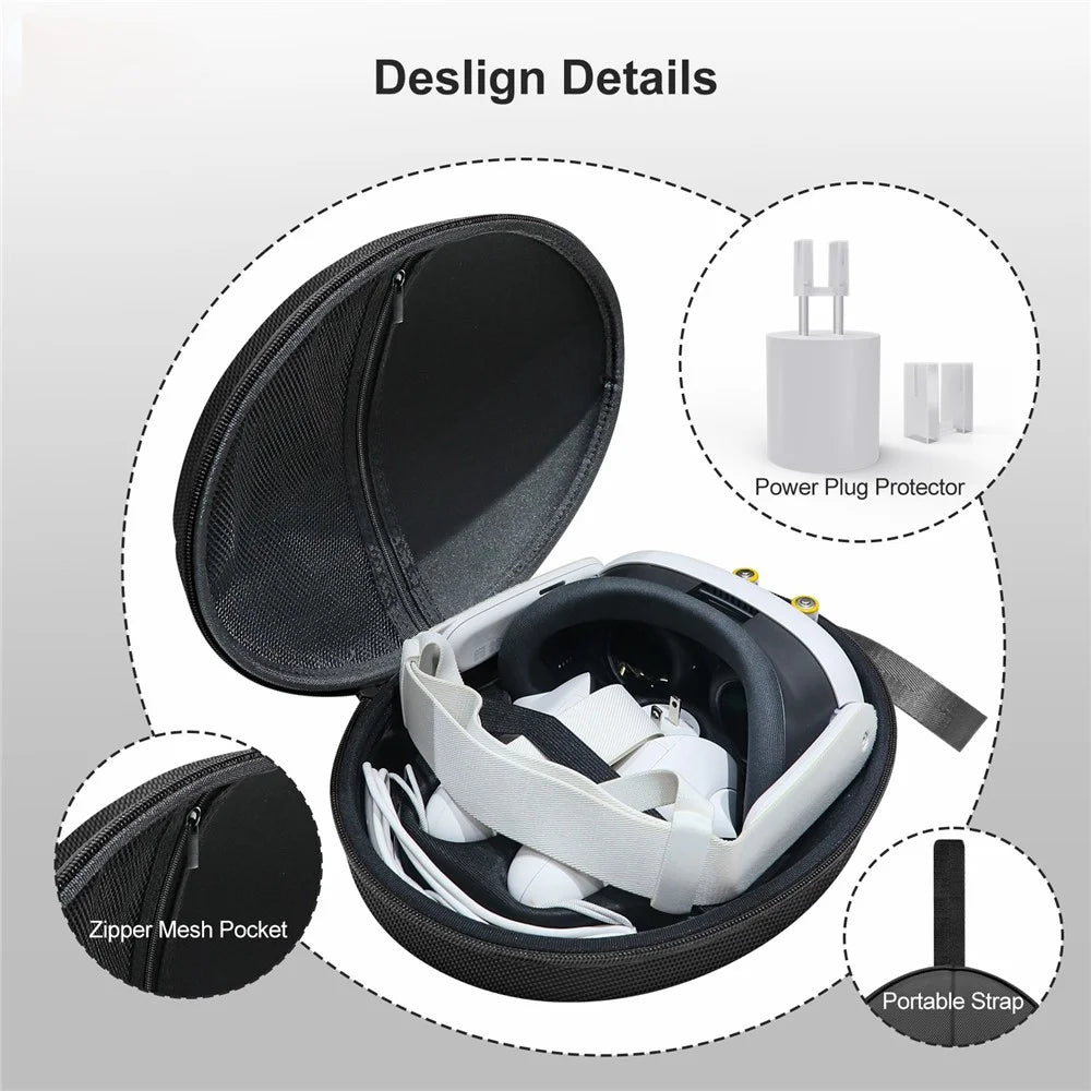 JYS JYS-MQ008 For Meta Quest 3 VR Glasses Shockproof Carrying Case Portable Hard Shell Bag Handbag - Black - 6