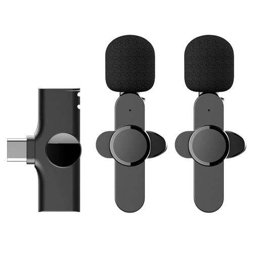 K5 Wireless Lavalier Microphone Mini Clip-On Recording Mic (2 Transmitters + 1 Receiver) - Type-C - 1