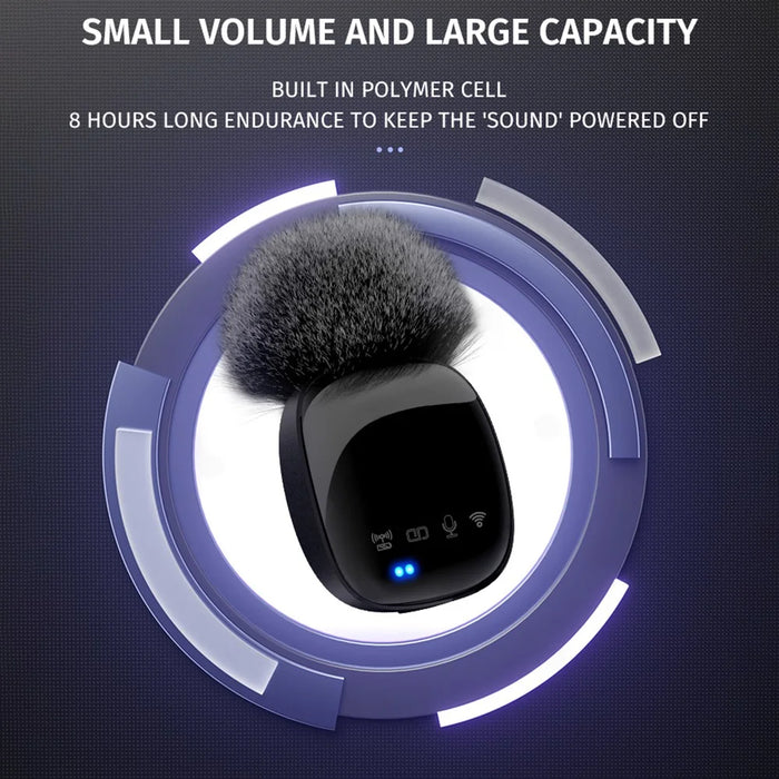 R8 Noise Cancellation Wireless Mic Clip-on Lapel Microphone (2 Transmitters + 1 Receiver) - Type-C - 6