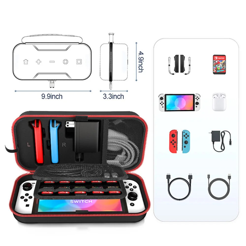 OIVO IV-SW188 For Nintendo Switch / Switch OLED Carrying Bag Game Console and Accessories EVA Storage Case - Red - 4