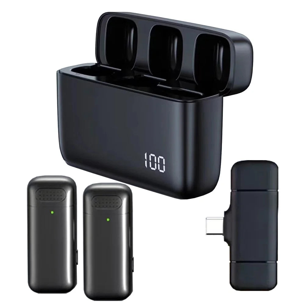 K6 Wireless Lavalier Microphone (2 Microphones + 1 Receiver) - Type-C / Black - 1
