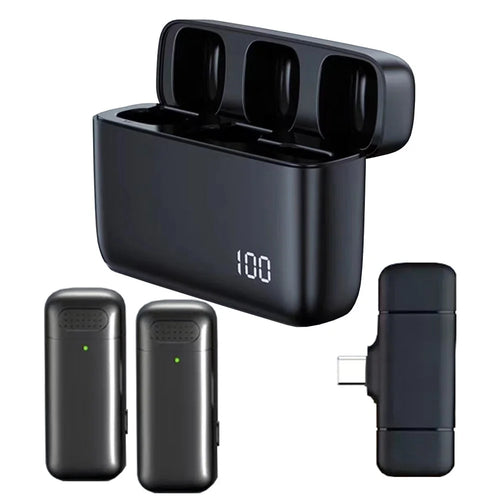 K6 Wireless Lavalier Microphone (2 Microphones + 1 Receiver) - Type-C / Black - 1