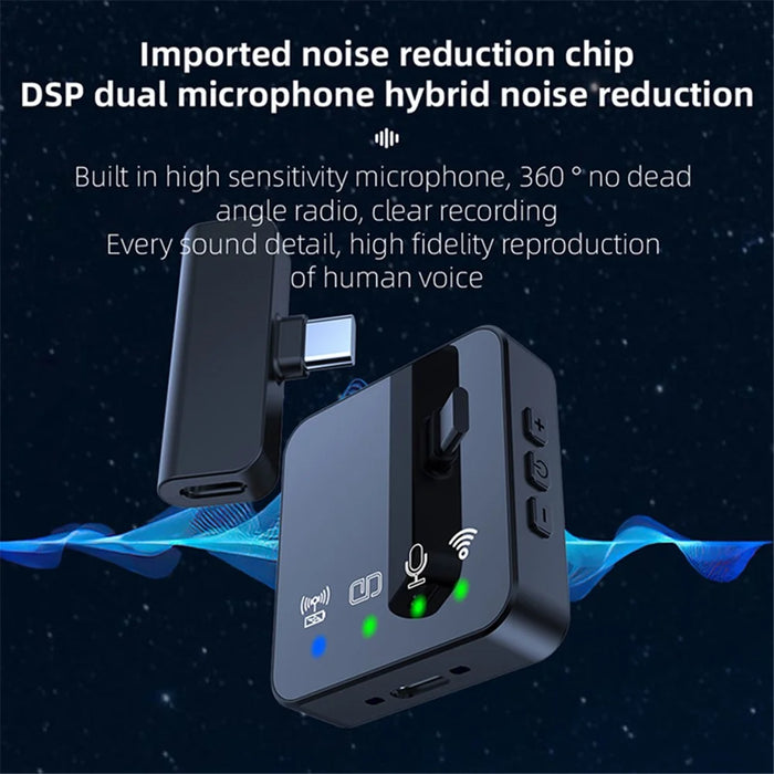 R10 Noise Canceling Wireless Lavalier Microphone System, 1 Mic+1 Receiver - Type-C - 4