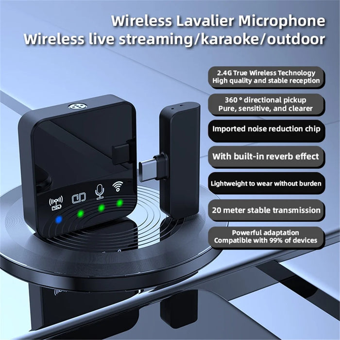 R10 Noise Canceling Wireless Lavalier Microphone System, 1 Mic+1 Receiver - Type-C - 7