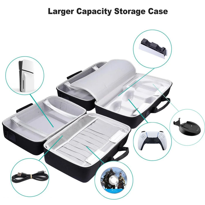 GAMWING B06 For Sony PS5 Slim Game Console Storage Bag EVA Shoulder Bag Handbag - Black - 3
