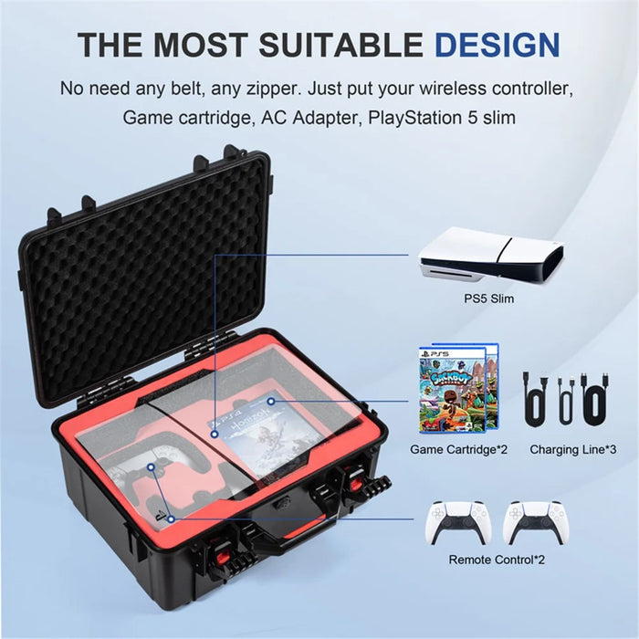 STARTRC GAMES For Sony PS5 Slim Portable Waterproof Anti-shock ABS Storage Box Game Console Carrying Case - 6