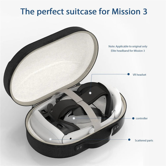 For Meta Quest 3 VR Headset Carrying Case EVA Shockproof Zipper Storage Bag - 3