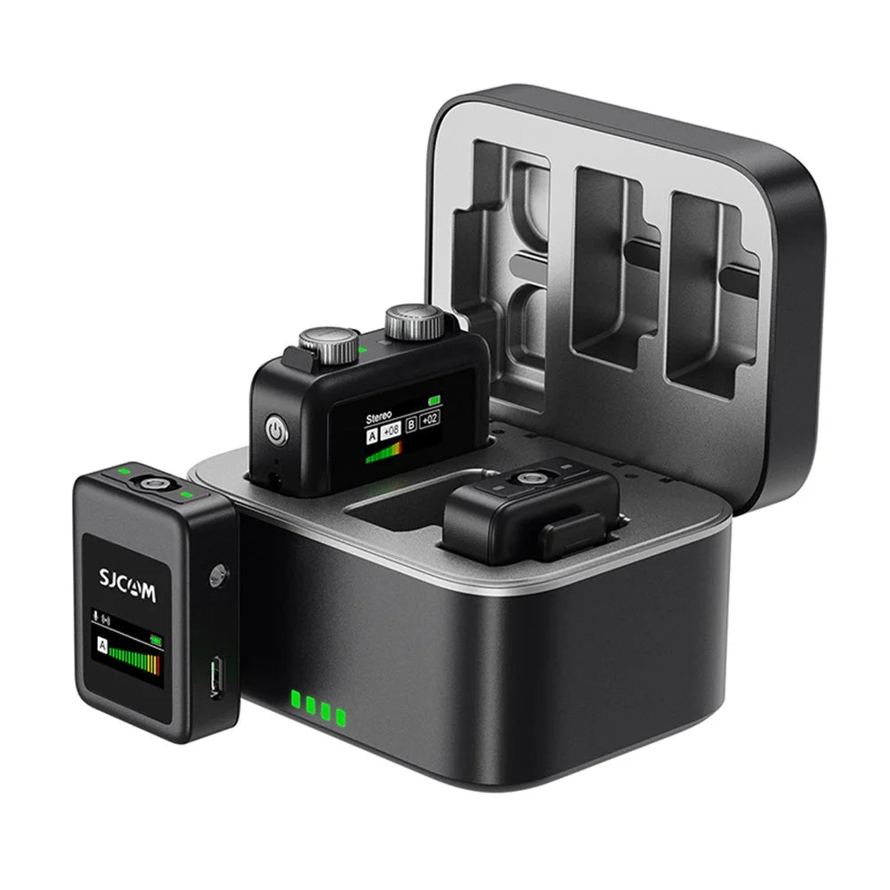 SJCAM M1 Wireless Lavalier Microphone, 1 Transmitter+2 Receivers Mic Set with Charging Case - 1
