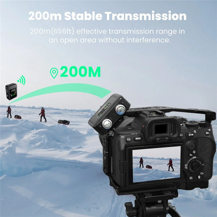 SJCAM M1 Wireless Lavalier Microphone, 1 Transmitter+2 Receivers Mic Set with Charging Case - 2