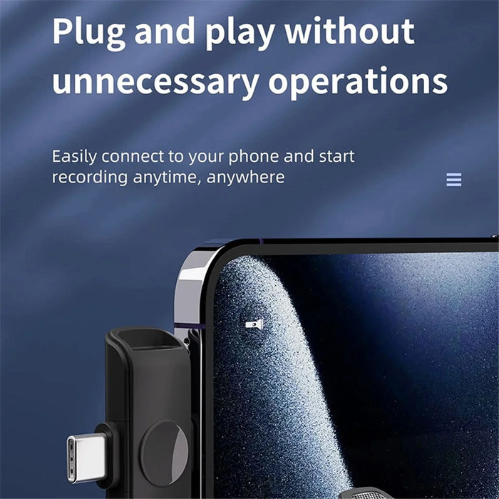 H61 Wireless Lavalier Microphone with Charging Compartment, 1 Transmitter+2 Receiver - Black - 2