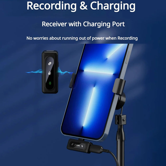 J50 Vlogging Wireless Noise Canceling Microphone Lavalier Mic (2 Microphones+1 Receiver) - Type-C - 6
