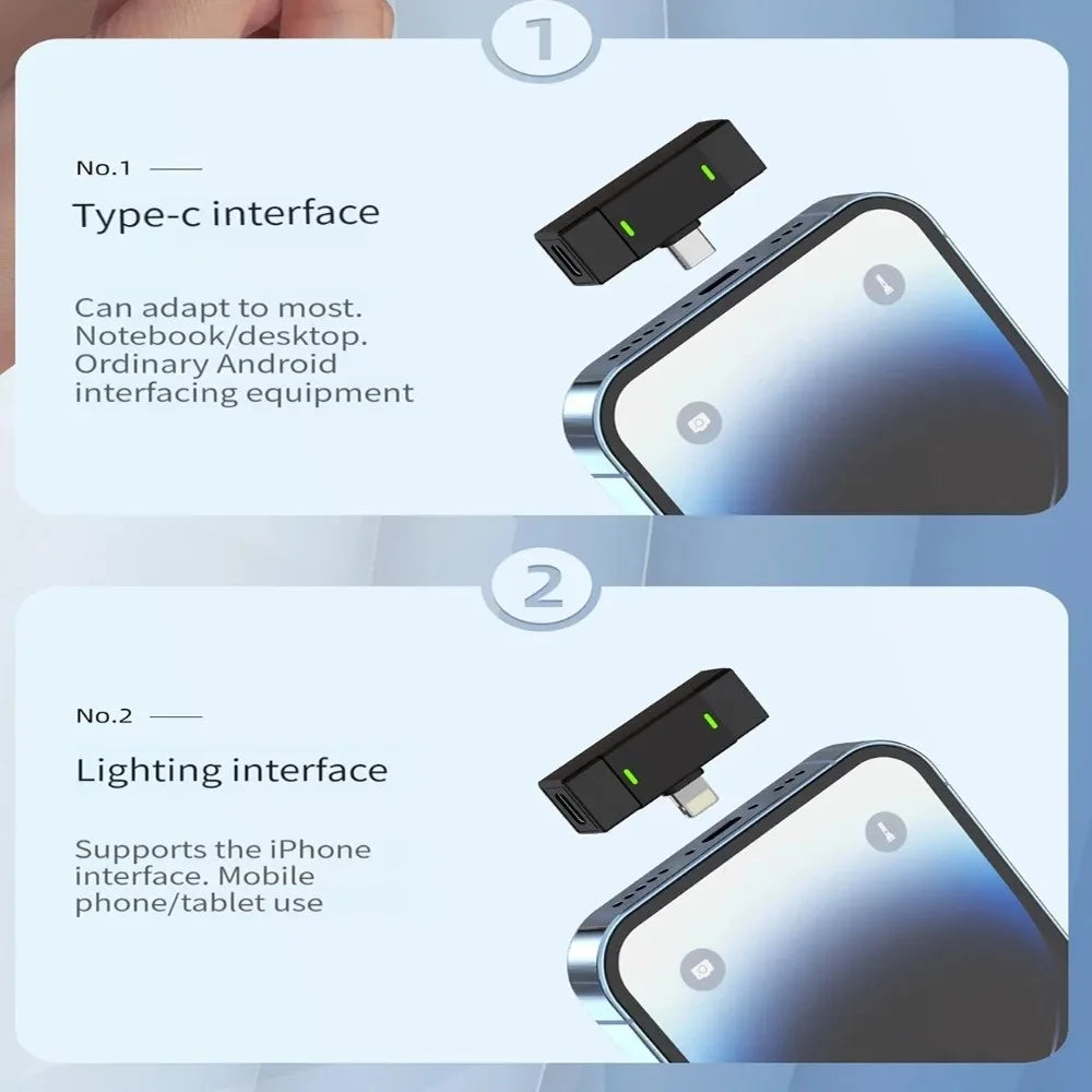 J68 Wireless Noise Canceling Microphone Lavalier Mic (2 Microphones+1 Receiver) - For iPhone - 3