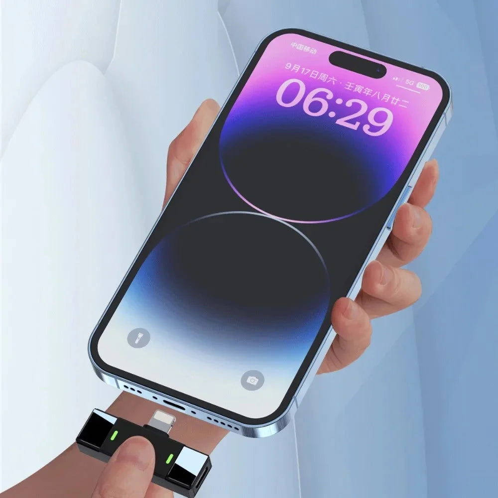 J68 Wireless Noise Canceling Microphone Lavalier Mic (2 Microphones+1 Receiver) - For iPhone - 5