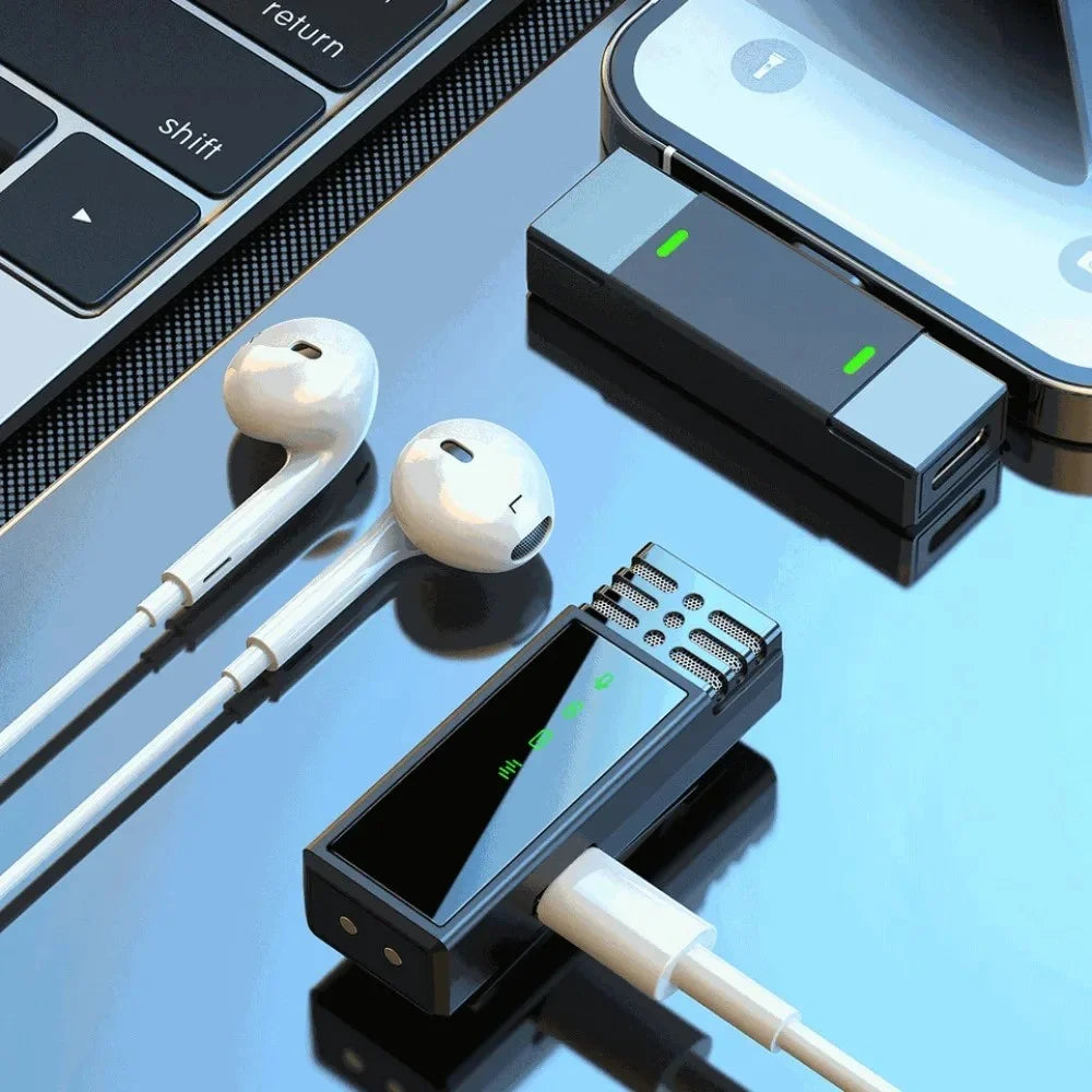 J68 Wireless Noise Canceling Microphone Lavalier Mic (2 Microphones+1 Receiver) - For iPhone - 7