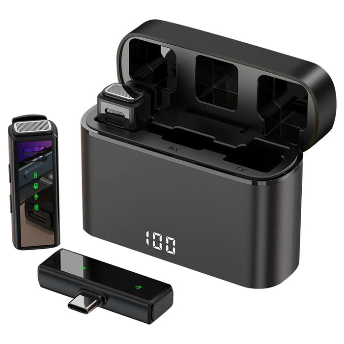 J88 Wireless Lavalier Live Streaming Microphone (2 Microphones+1 Receiver) - Type-C / Black - 1