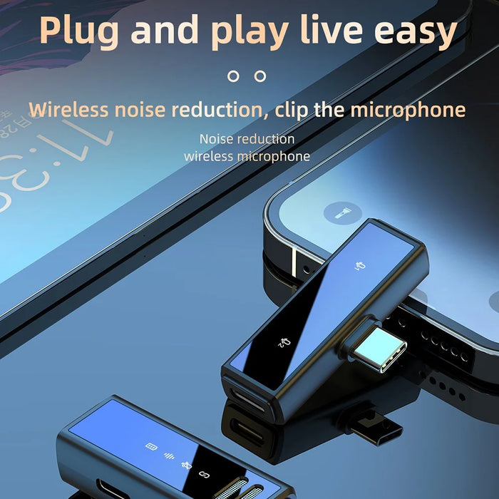 J88 Wireless Lavalier Live Streaming Microphone (2 Microphones+1 Receiver) - Type-C / Black - 4