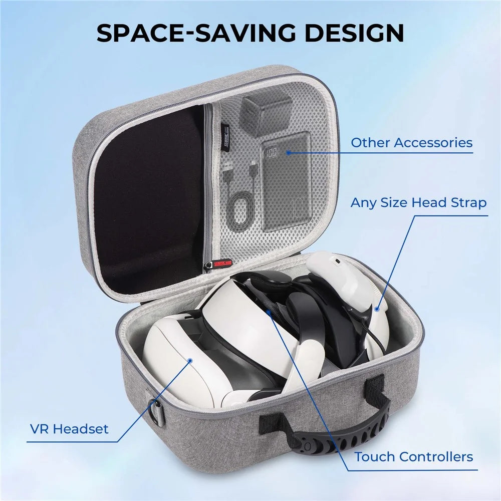 STARTRC GAMES 3.0 For Meta Quest 3 VR Hardshell Carrying Pouch Protection Bag Storage Case - Grey - 5