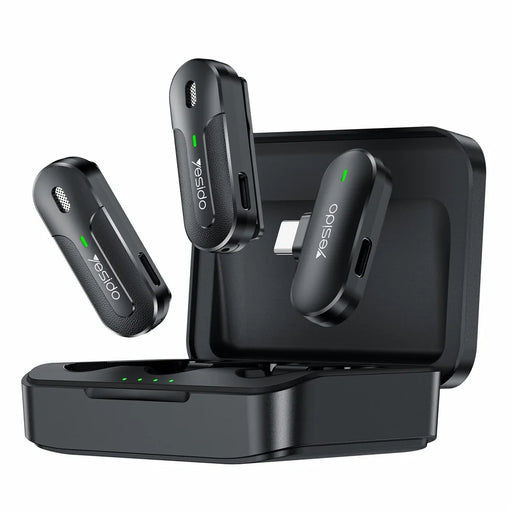 YESIDO KR17 Lavalier Microphone System with Charging Case, 2 Transmitter+1 Receiver - 1