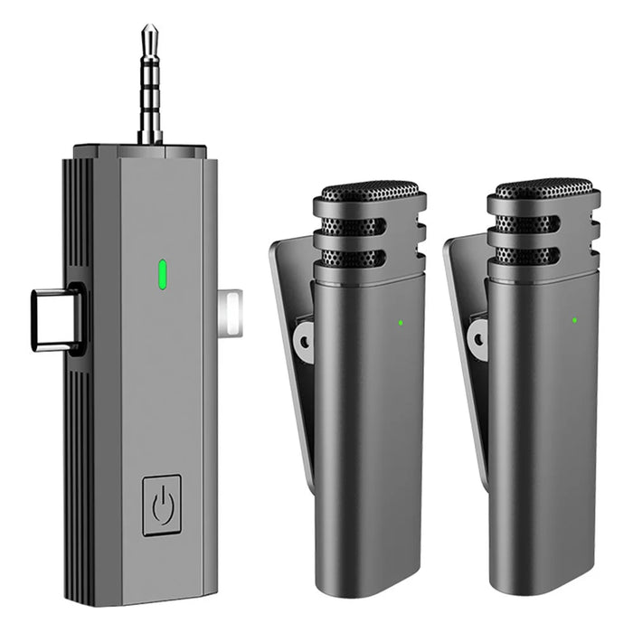 S17 For iPhone+Type-C+3.5mm AUX 3-In-1 Wireless Lavalier Microphone for Cell Phones, Cameras - 1