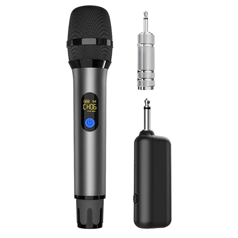 H21H Singing Family KTV UHF Wireless Hand-Held Microphone Performance Live Streaming Mic, 1 Mic + 1 Receiver - Grey - 1