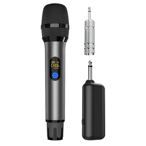 H21H Singing Family KTV UHF Wireless Hand-Held Microphone Performance Live Streaming Mic, 1 Mic + 1 Receiver - Grey - 1