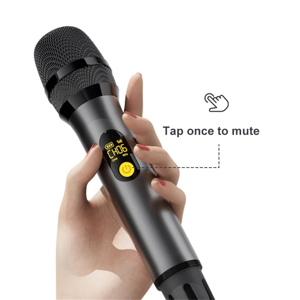 H21H Singing Family KTV UHF Wireless Hand-Held Microphone Performance Live Streaming Mic, 1 Mic + 1 Receiver - Grey - 3