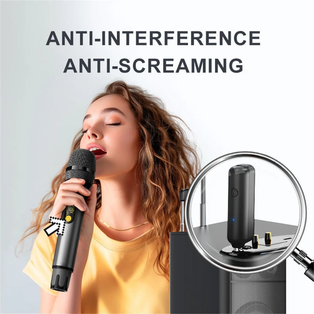 H21H Singing Family KTV UHF Wireless Hand-Held Microphone Performance Live Streaming Mic, 1 Mic + 1 Receiver - Grey - 7