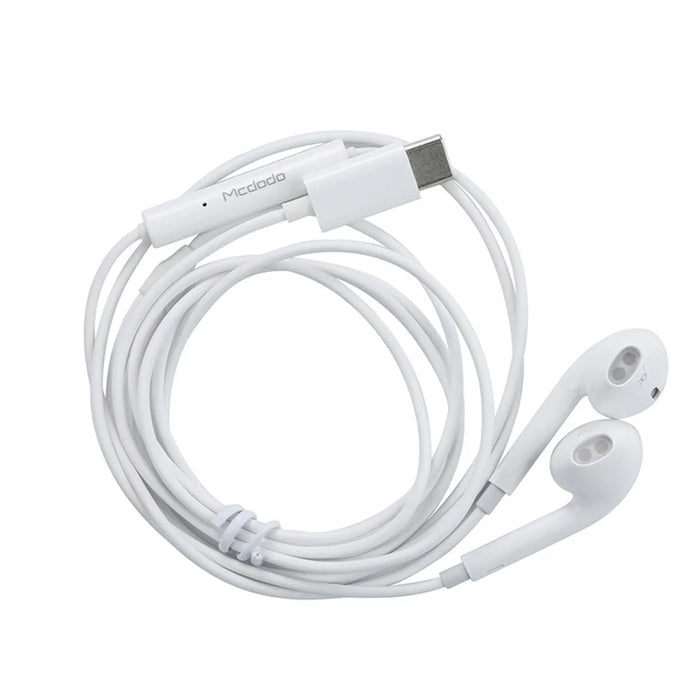 MCDODO HP-6070 MDD Type-C with Wire Earphones - White - 3