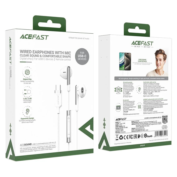 ACEFAST L3 1.2m USB-C Wired Earphone Clear Sound Headphone with Mic Control - 7