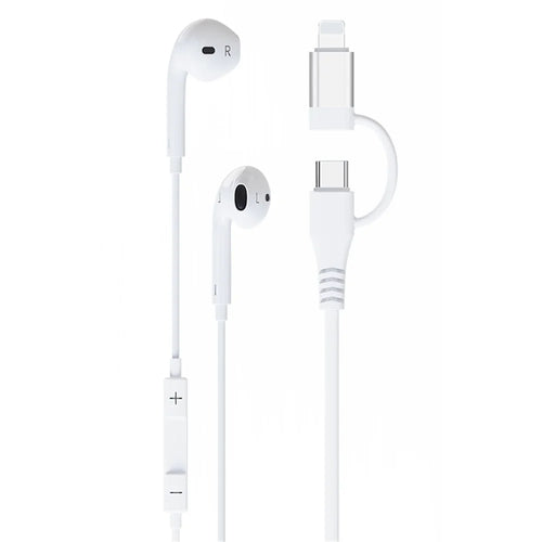 Type-C / 8-Pin 2-in-1 Wired Earphone Digital Chip Stereo Wire Control Phone Music Headset - 1