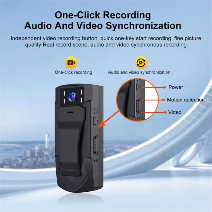 MD33 Mini Body Camera Back Clip Bodycam Outdoor Sports Video Recorder with Night Vision, Wide Angle - 5
