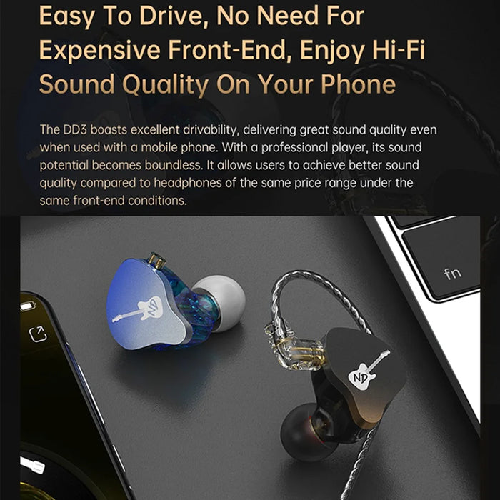 ND DD3 4 Modes Adjustable In-Ear Earphones HiFi Sound Wired Headphones, No Mic / Tuned Version - Black - 6