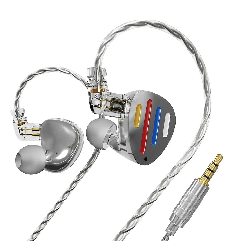 ND X12 Wired Earphones 10mm Dynamic Driver +5BA HiFi In-Ear Headphones with Detachable Cable, No Mic - Silver - 1
