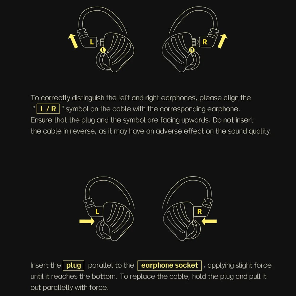 ND Nice HiFi Sound Headphones In Ear 0.75mm 2-Pin Interface Wired Earbuds - Black / No Mic - 7