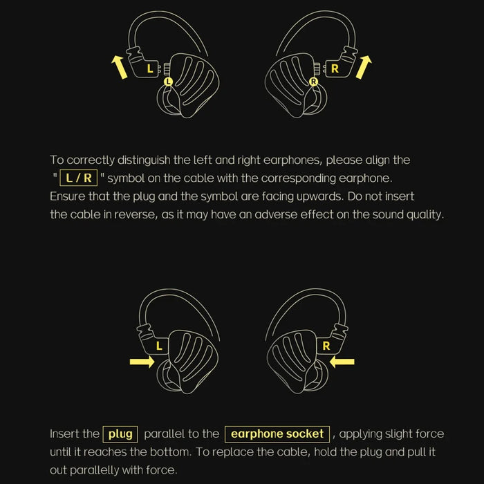 ND Nice HiFi Sound Headphones In Ear 0.75mm 2-Pin Interface Wired Earbuds - Black / No Mic - 7