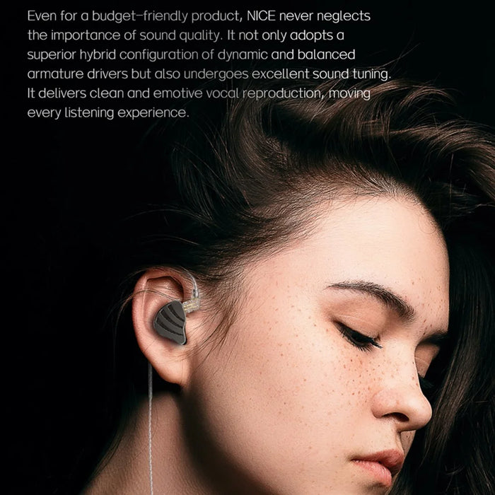 ND Nice HiFi Sound Headphones In Ear 0.75mm 2-Pin Interface Wired Earbuds - Black  /  with Mic - 4