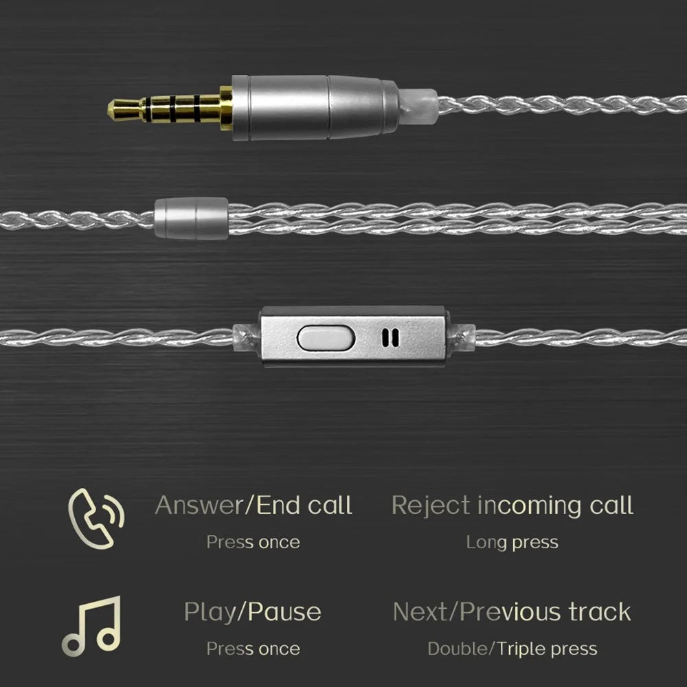 ND Nice HiFi Sound Headphones In Ear 0.75mm 2-Pin Interface Wired Earbuds - Black  /  with Mic - 6