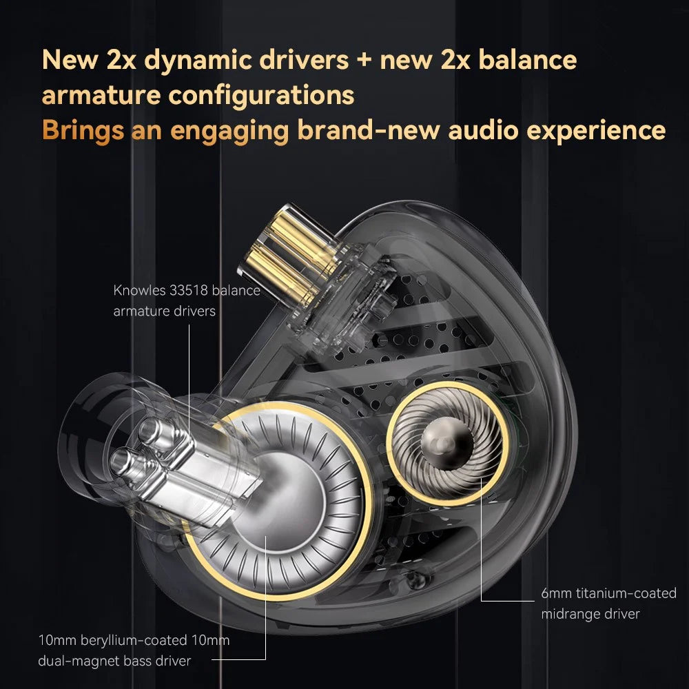 TRN TA4 2BA+2DD Knowles Hybrid In-Ear Earphones HiFi Bass Sound Headphones for Smartphones / PC - 5